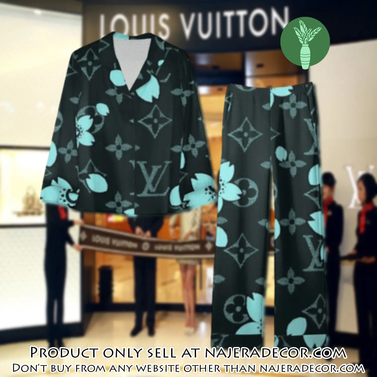 Trending luxury lv satin pajama set pjs1082 njr3758682